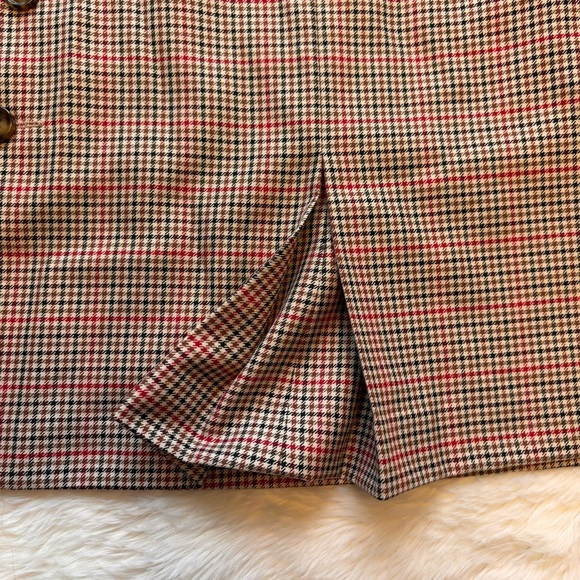 NWT Mango Houndstooth Brown & Red Miniskirt With Button Detailing Womens Small - Picture 2 of 4